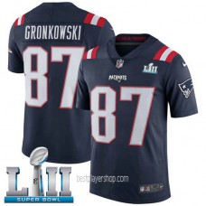 Mens New England Patriots #87 Rob Gronkowski Limited Navy Blue Super Bowl Rush Vapor Jersey Bestplayer
